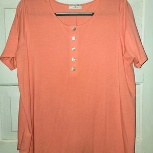 NWOT Zenana coral short sleeve with buttons Size 1x